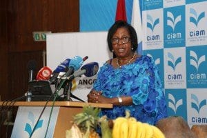 Comissaria Geral, Albina Assis, durante a confere ncia de imprensa, no Centro Anibal de Melo (CIAM) Fotos de Eduardo Pedro