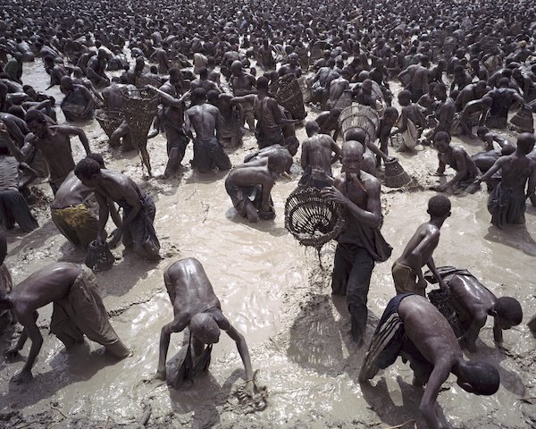 L'annuale assalto al pescosissimo lago Antogo in Mali