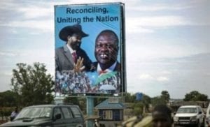 Machar e Kiir in un manifesto che inneggia la riconciliazione nazionale