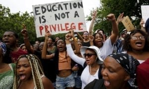 Protesta degli studenti in sudafrica