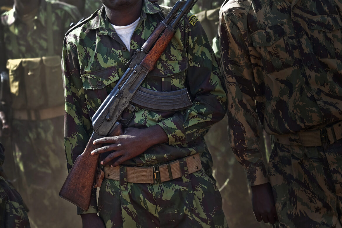 A soldier with the Armed Forces for the Defense of Mozambique