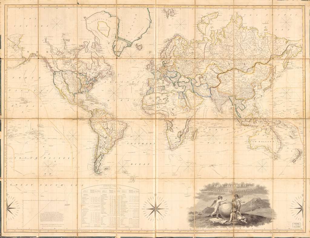 Una antica mappa che utilizza la proiezione di Mercatore.